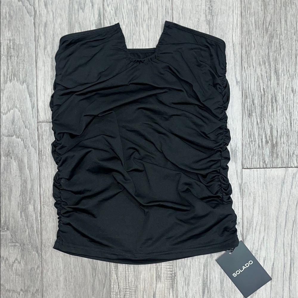 Black Ruched Sleeveless Top